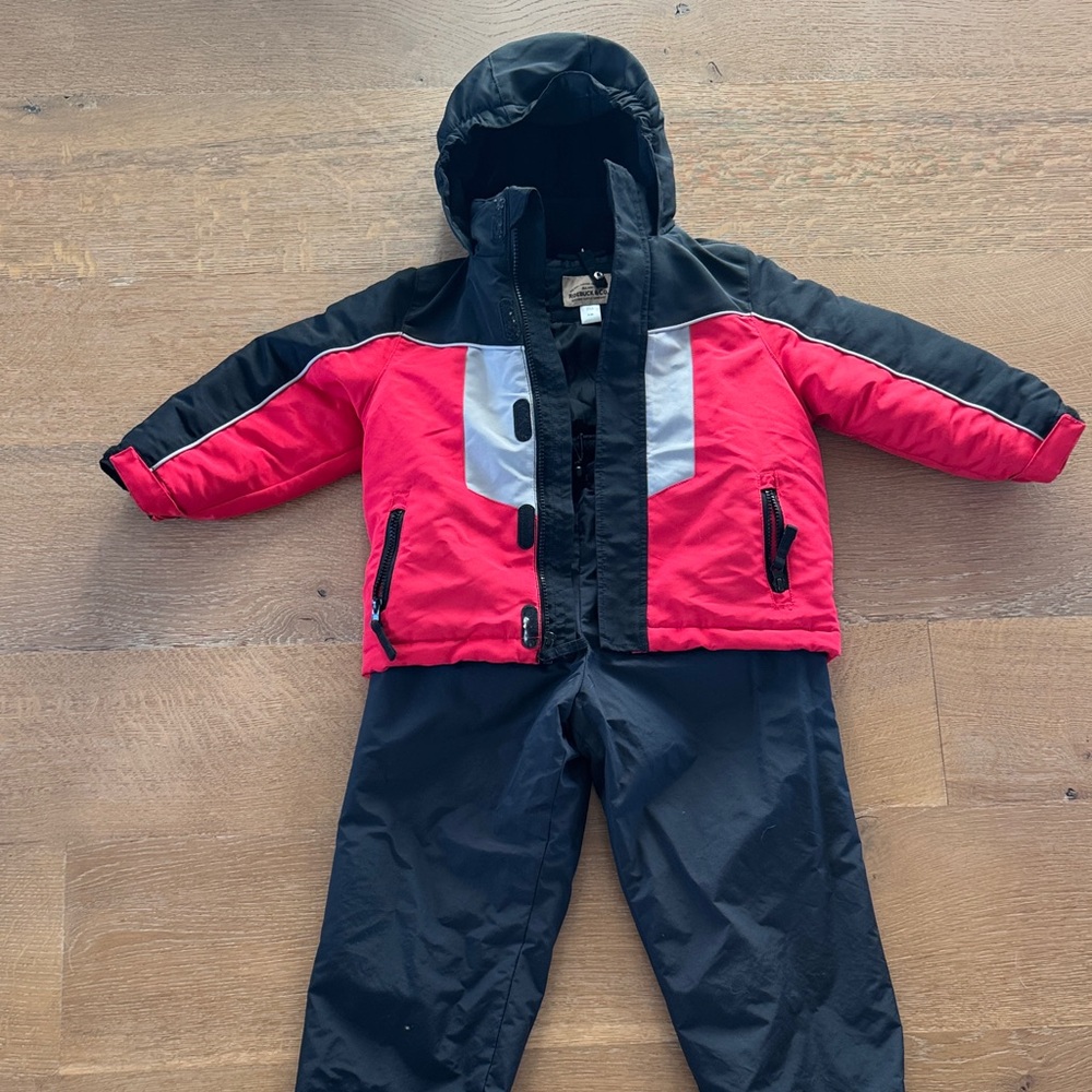 Red and Black Hooded Snowsuit